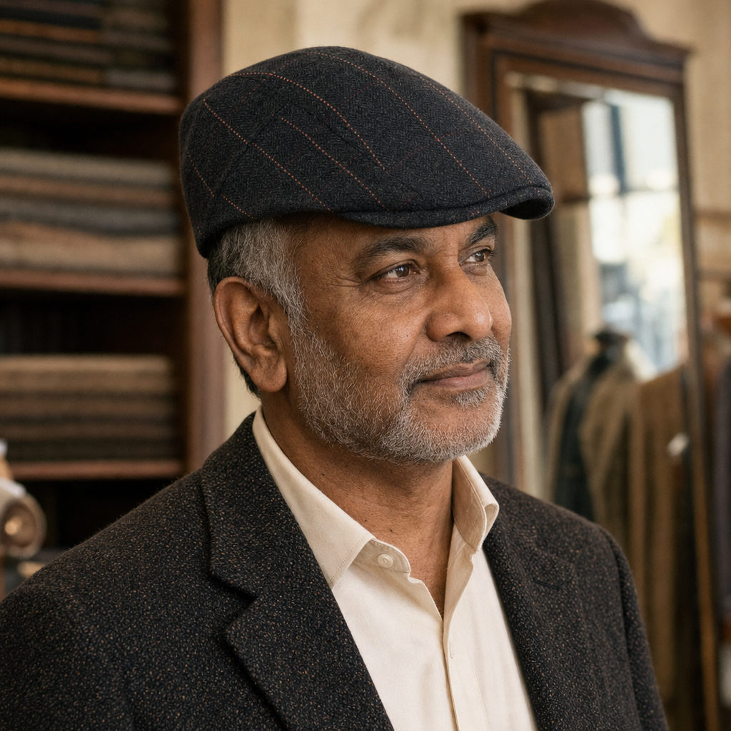 Pinstripe Herringbone Cap — APPLEBY