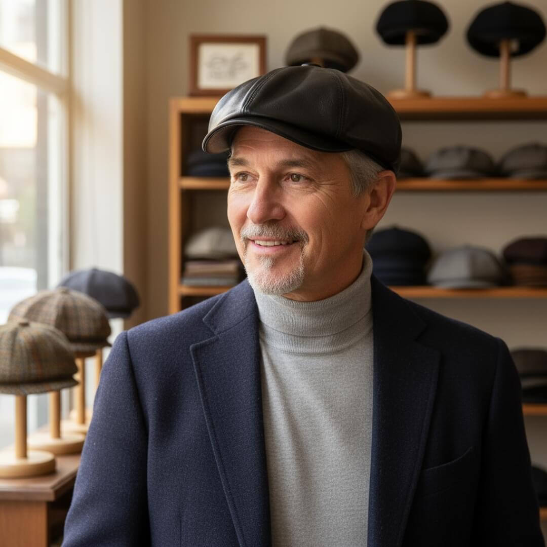 Leather Flat Cap | MONACO