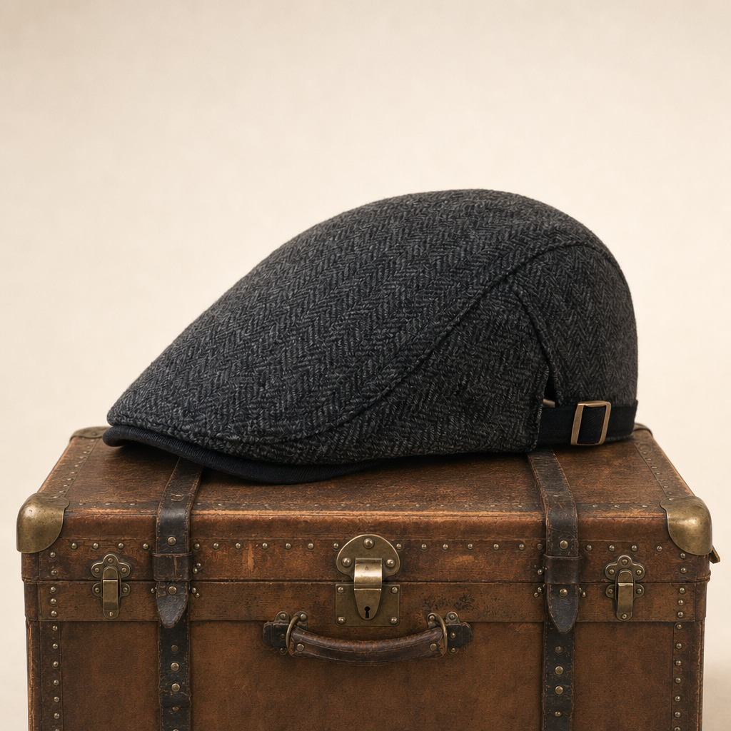 Herringbone Wool Driver Cap — CLAPHAM
